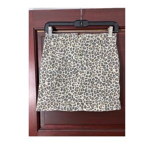 Leopard jean short skirt
